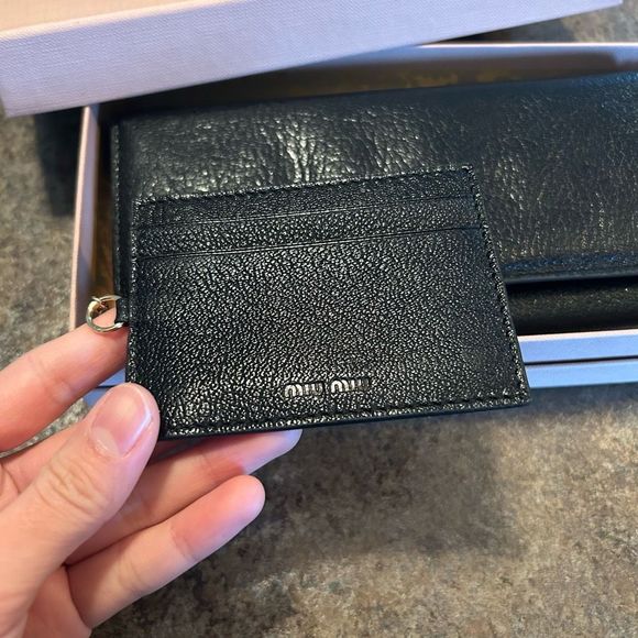 2in1 Miu Miu Long Snap Wallet Leather Black with original box - Picture 6 of 15